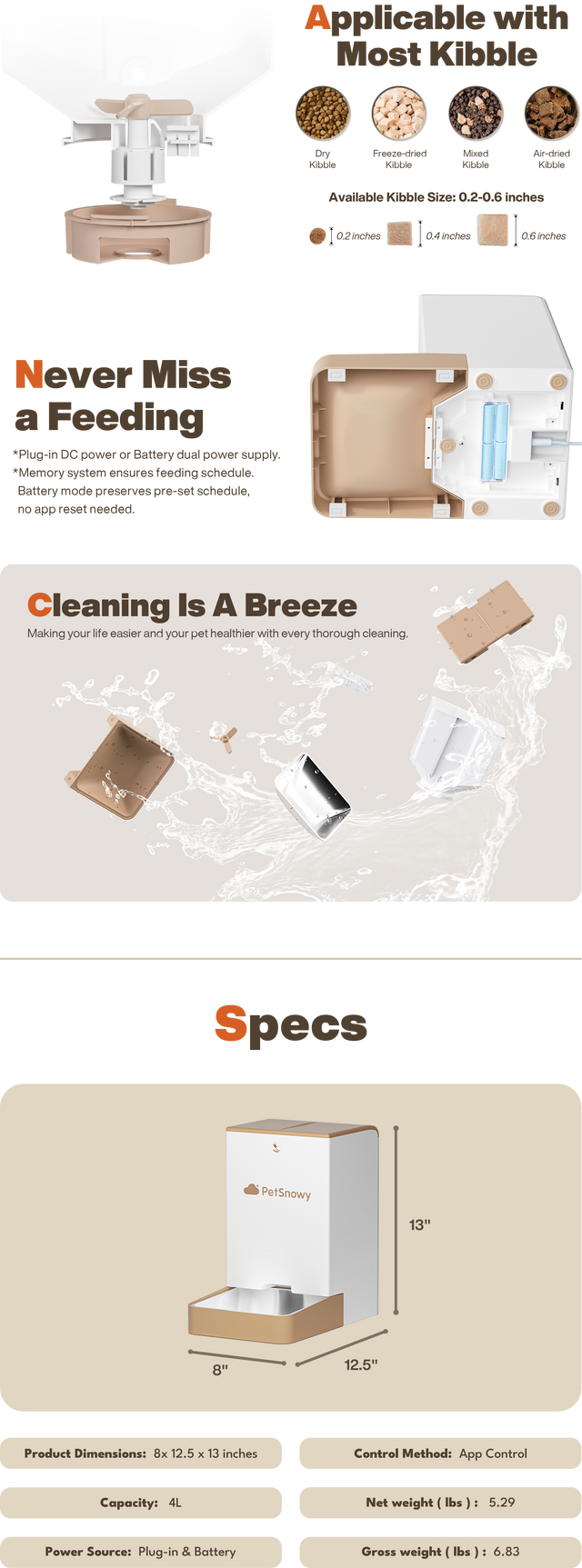 smart automatic pet feeder détails et spécifications du produit